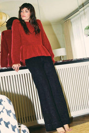 Thora O-Neck Frill Knit | Rhythmic Red | Strik fra Mos Mosh