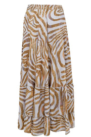 Luna Maxi Frill Skirt | Blue Zebra | Nederdel fra Black Colour
