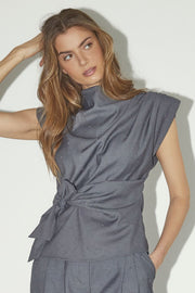 Saga Pleat Top 35760 | Mid Grey | T-Shirt fra Co'couture