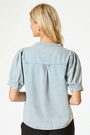 Talja Denim Blouse 163064 | Stonewash | Bluse fra Neo Noir