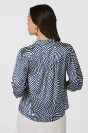 Diana Vibrant Dot Blouse | Navy | Bluse fra Neo Noir