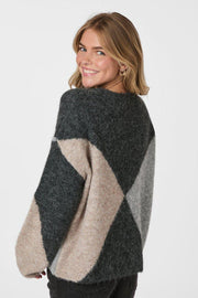 Inga Check Fluff Knit Blouse | Antracit | Strik fra Neo Noir