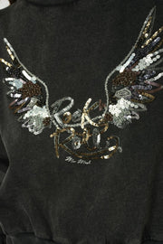 Cosette O-LS Deco Sweatshirt | Phantom | Bluse fra Mos Mosh