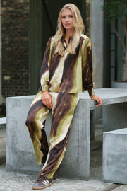 Sharon Pants 2861 | Brown Green Print | Pants fra Prepair
