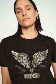 Teja O-SS Deco Tee | Black | T-shirt fra Mos Mosh
