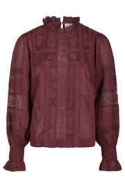 Ebba S Voile Blouse | Burgundy | Bluse fra Neo Noir