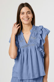 Jayla S Voile Top | Smoke Blue | Bluse fra Neo Noir