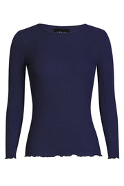 Natalia Ls Round Neck Blouse | Midnigtth Navy | Bluse fra Liberté
