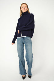 Amity Zip Knit Cardigan | Maritime Blue | Strik fra Mos Mosh