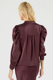 Rosslyn Heavy Sateen Blouse | Burgundy | Bluse fra Neo Noir