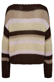 Frodine Stripe Pullover | Choco Rose Ivory Stripe | Strik fra Liberté