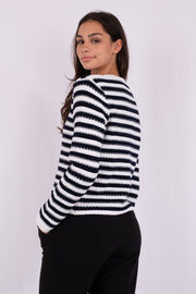 Limone Stripe Knit Jacket 160950 | Navy/White | Jakke fra Neo Noir