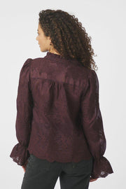 Amara Big Embroidery Blouse | Burgundy | Bluse fra Neo Noir