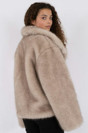 Stephanie Faux Fur Jacket | Beige | Jakke fra Neo Noir