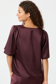 Largo Heavy Sateen Blouse | Burgundy | Bluse fra Neo Noir