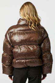 Rhea Shiny Puffer Jacket | Dark Brown | Jakke fra Neo Noir