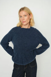 Thora O-Neck Frill Knit | Ensign Blue | Strik fra Mos Mosh