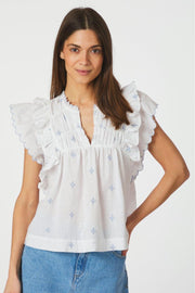 Jayla Embroidery Top | White | Bluse fra Neo Noir