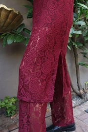Lacy Ls Long Dress | Bordeaux Lace | Kjole fra Liberté