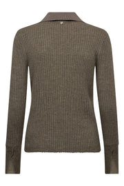 Relena Rib Polo Knit | Falcon | Strik fra Mos Mosh