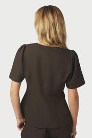 Jules Structure Blouse | Dark Brown | Bluse fra Neo Noir