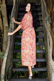 Luna Kaftan Tie Dress | Pacifique Orange | Kjole fra Black Colour