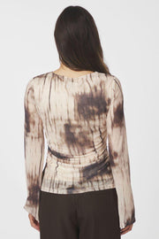 Lenida Faded Mesh Blouse | Dusty Brown | Bluse fra Neo Noir