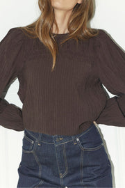 Shina Pintuck Blouse 35921 | Dark Brown | Bluse fra Co'couture
