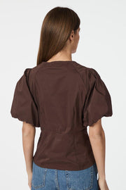 Irina Poplin Blouse | Dark Brown | Bluse fra Neo Noir