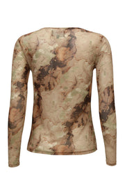 Mesh Ls Tshirt | Brown Gold Marble | Bluse fra Liberté