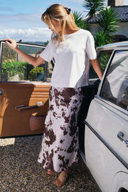 Viso Cow Print Skirt | Brown | Nederdel fra Neo Noir