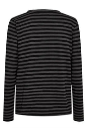 Ulla LS Stripe T-Shirt | Dark Grey Black Stripe | Bluse fra Liberté