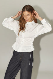 Poppy Eyelet Tie Shirt 35180 | White | Bluse fra Co'couture