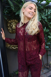 Lacy Ls Shirt | Bordeaux Lace | Skjorte fra Liberté