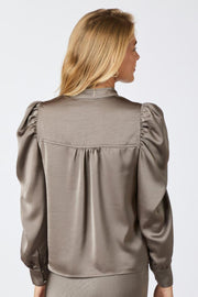 Rosslyn Heavy Sateen Blouse | Warm Grey | Bluse fra Neo Noir