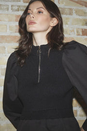 Elisabeth Mix Zip Knit 32192 | Black | Strik fra Co'couture