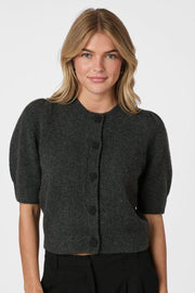 Trudy Deco Knit Cardigan | Antracit Melange | Strik fra Neo Noir