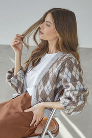 Row Check Cardigan 32212 | Walnut | Strik fra Co'couture