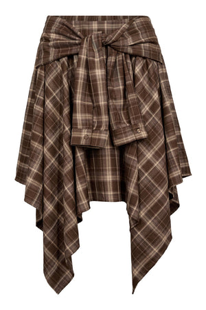 Dagny Check Tie Skirt | Brown | Nederdel fra Co'couture