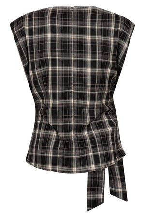 Dagny Check Pleat Top | Black | T-Shirt fra Co'couture