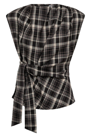Dagny Check Pleat Top | Black | T-Shirt fra Co'couture