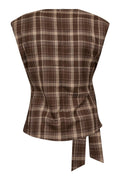 Dagny Check Pleat Top | Brown | Top fra Co'couture