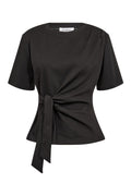 Oriane Pleat Tie Tee | Black | T-Shirt fra Co'couture