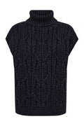 Row Oversize Cable Knit Vest | Navy | Strik fra Co'couture