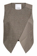 Veya Check Wrap Vest | Brown | Vest fra Co'couture