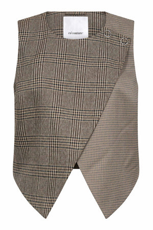 Veya Check Wrap Vest | Brown | Vest fra Co'couture