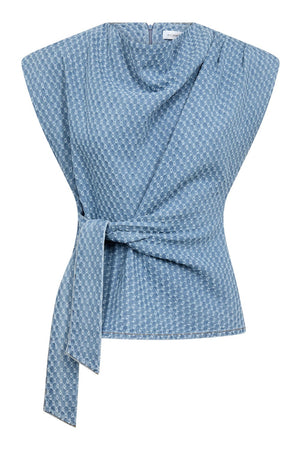 Anto Denim Pleat Top | Light Denim | T-Shirt fra Co'couture