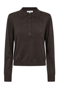 Cory Padded Polo Knit | Dark Brown | Strik fra Co'couture