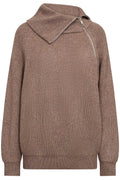 Rowcc Rib Zip Roll Neck Knit 500271 | Walnut | Co'couture