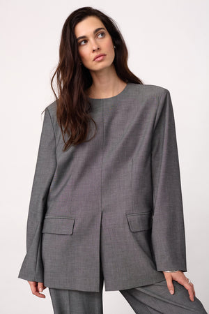 Jackycc Blazer Blouse 500290 | Mid Grey | Co'couture